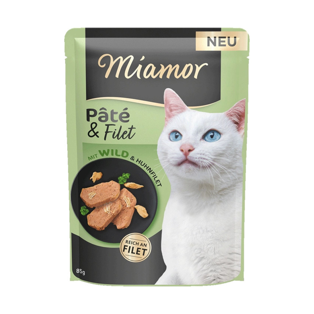 MIAMOR Pâté & Filet Dziczyzna Kurczak 85g Saszetka Karma Mokra dla Kotów